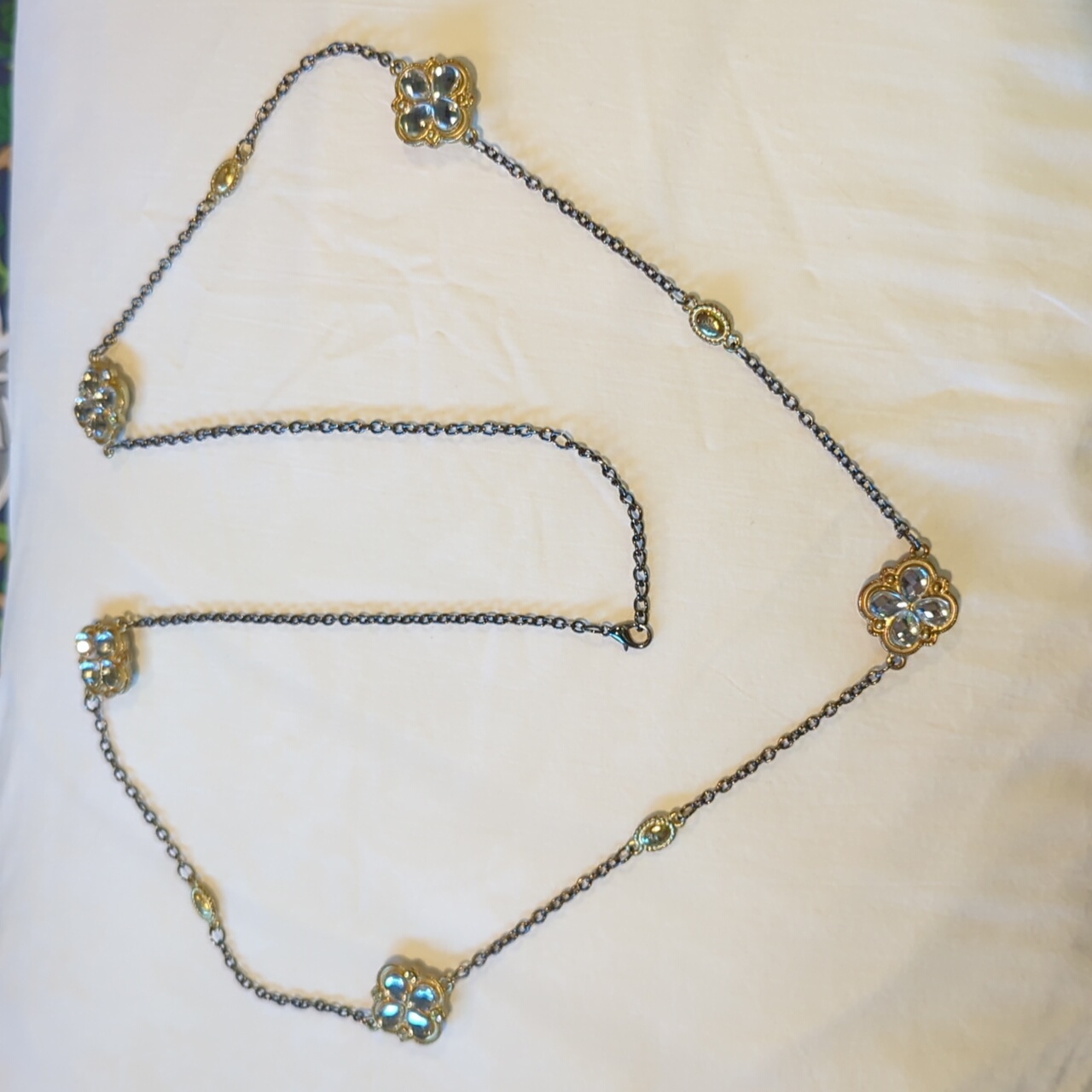 Gold And Silver Tone Crystal Necklace